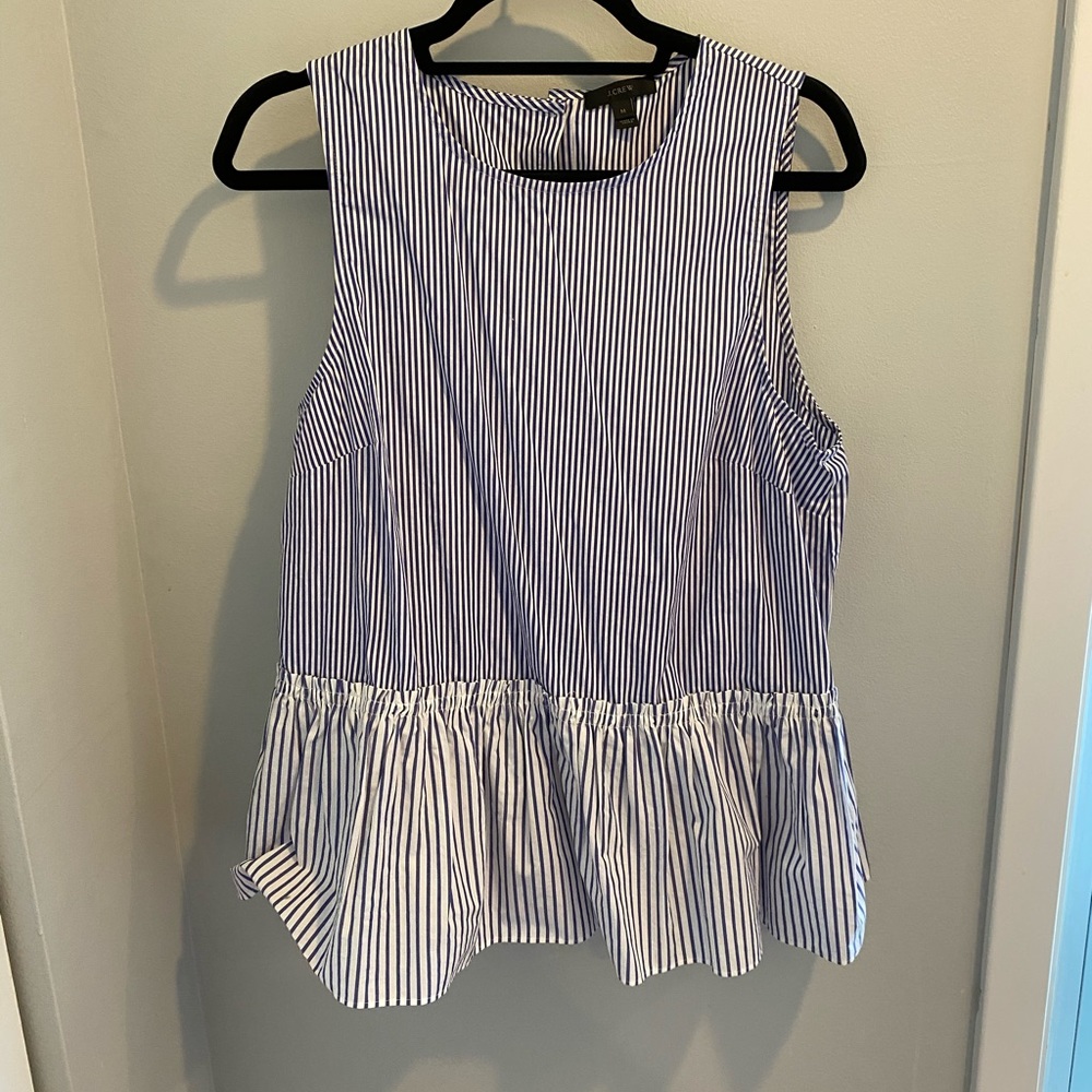 J.Crew blue stripped flowey tank top